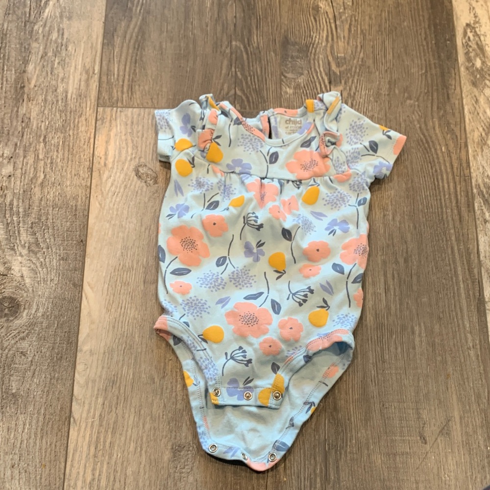 Child of Mine Chic Floral Baby Bodysuit - Blue and Orange